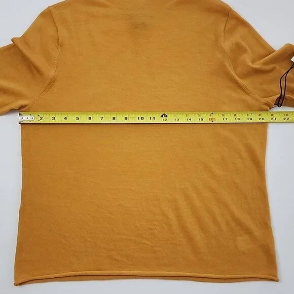 Nicole Miller Women's 100% Extra Fine Merino Wool Mock Neck Mustard Top Size XL - Picture 7 of 8